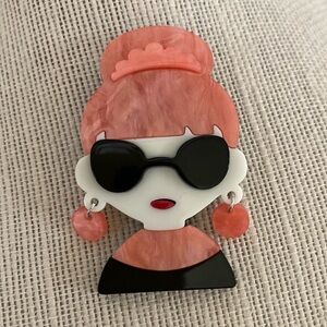 Audrey Hepburn Inspired Cartoon Brooch